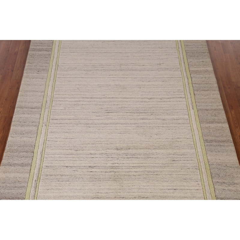 Contemporary Beige Gabbeh Indian Area Rug Hand-Tufted Wool Carpet - 5'3" x 7'7"