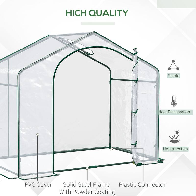 6'x3'x5' Portable Walk-in Greenhouse with PVC Cover, Steel Frame, Zipper Door & Top Vent for Plants