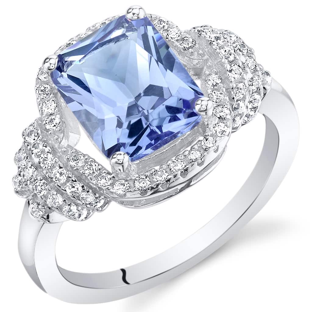 Sterling Silver 2.75 ct Simulated Tanzanite Cocktail Ring