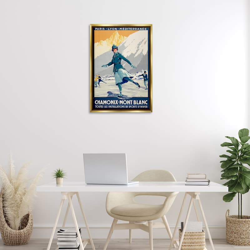 Stupell Vintage Ice Skating Advertisement Framed Floater Canvas Wall Art Design By Marcus Jules