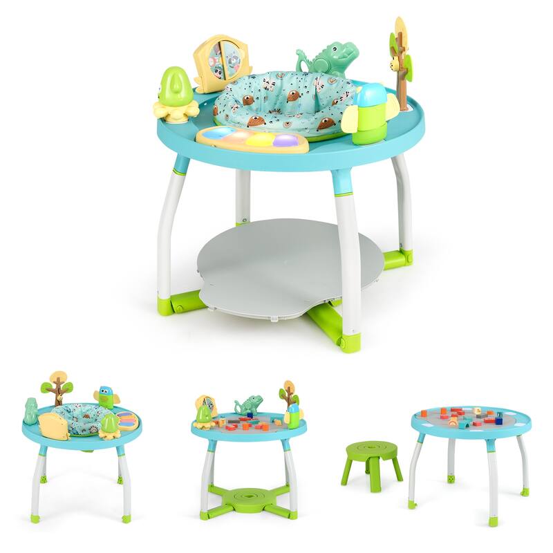 5-in-1 Baby Activity Center with Adjustable Height, Interactive Toys, Detachable Bounce Platform, and Study Desk for Kids