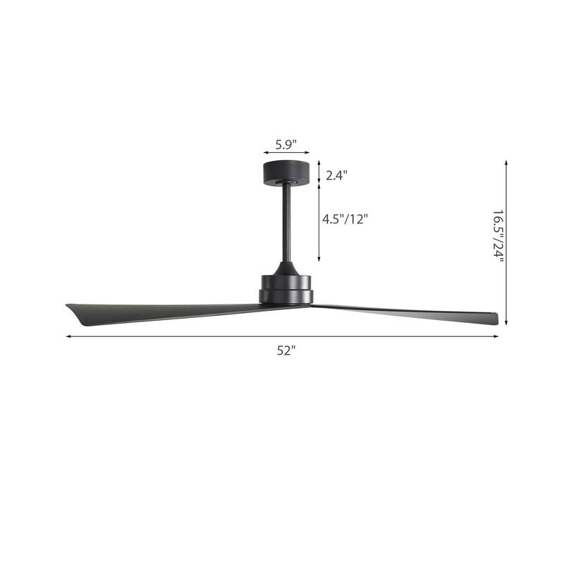 WINGBO 52" 3 ABS Blades DC Motor Ceiling Fan with Remote Control