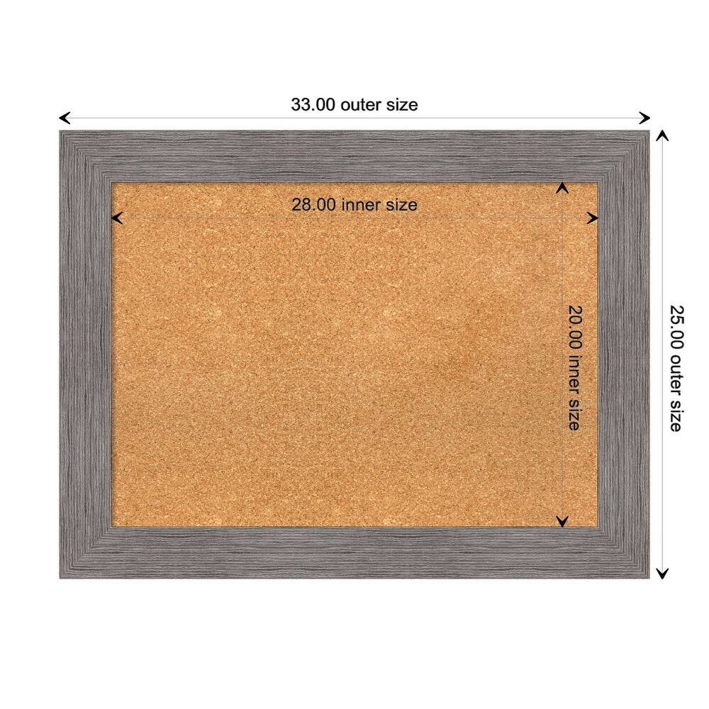 Pinstripe Plank Grey Framed Natural Corkboard Bulletin Board