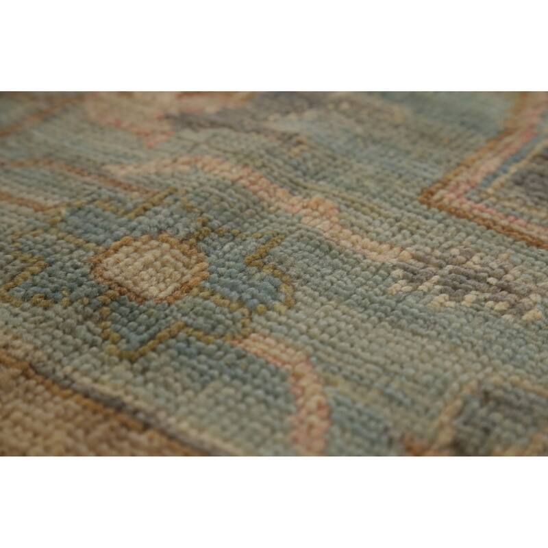 Hand Knotted Oriental 100% Wool Carpet Transitional Medallion Navy Blue & Blues Oushak Area Rug - 9' 9'' X 8' 3''