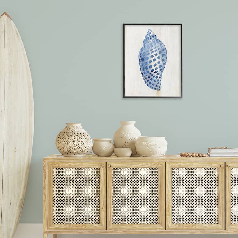 Stupell Spotted Blue Cowrie Shell Framed Giclee Art Design By Susan Arnot