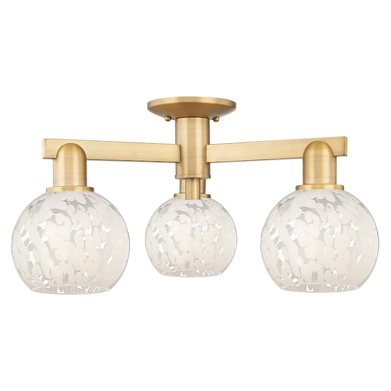 Innovations Lighting Endless Possibilities Arcadia - White Mouchette - 3 Light 24" Semi-Flush Mount - Brushed Brass