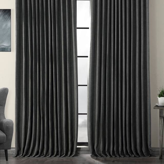 Exclusive Fabrics Faux Linen Extra Wide Room Darkening Curtain Panel