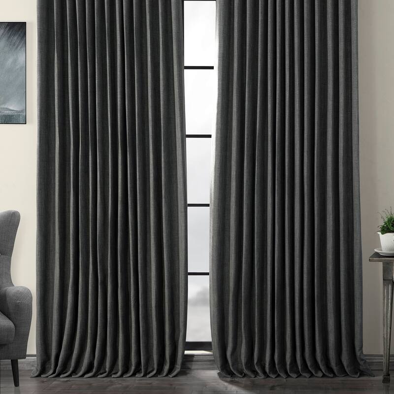 Exclusive Fabrics Faux Linen Extra Wide Room Darkening Curtain Panel