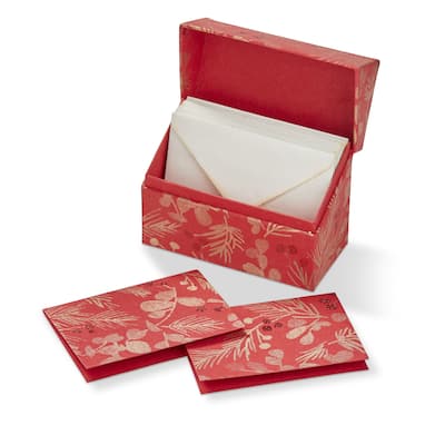 Sprig Note Cards with Decorative Box Red Multi 4x5.5x2.5 Perfect for Gifts and Christmas