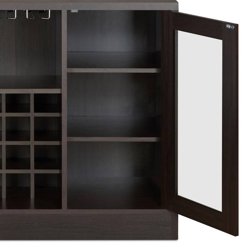 Sophisticated Espresso Finish Wine Cabinet with Versatile Storage Options