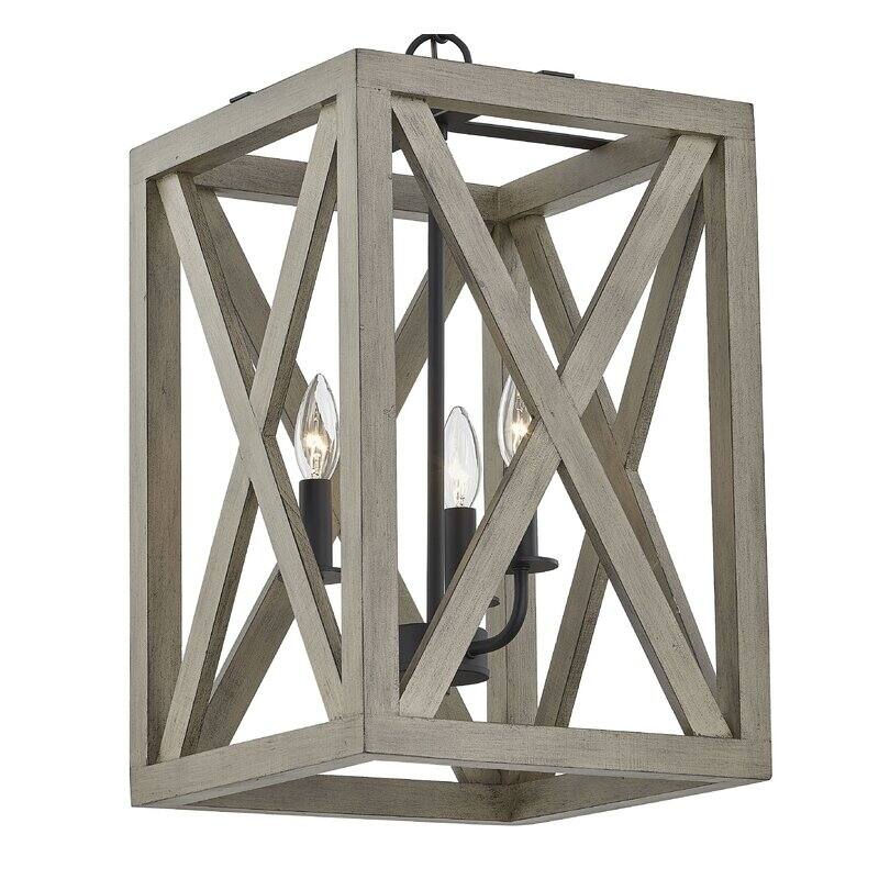 3 - Light Anchor Grey Oak And Matte Black Pendant - 12.5"x12.5"x20.27"
