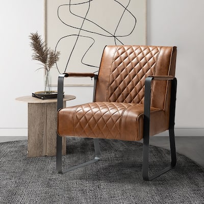 Lagash Mid Century Modern PU Leather Accent Armchair with Tufted Back by HULALA HOME