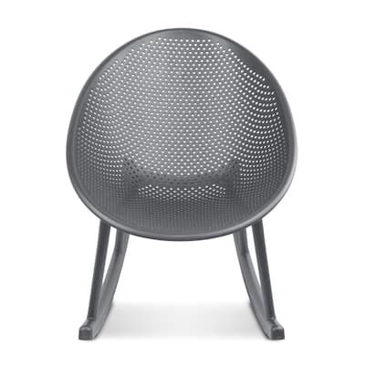 Mid-Century Modern Plastic Rocking Lounge Chair Plastic Legs with Breathable Perforated Egg Shaped Seat for Indoor/Outdoor Use
