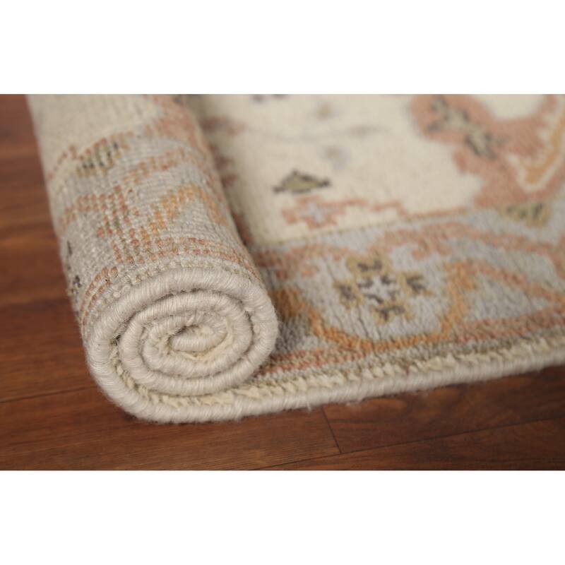Oushak Indian Runner Rug Hand-Knotted Wool Carpet - 2'7"x 7'9"