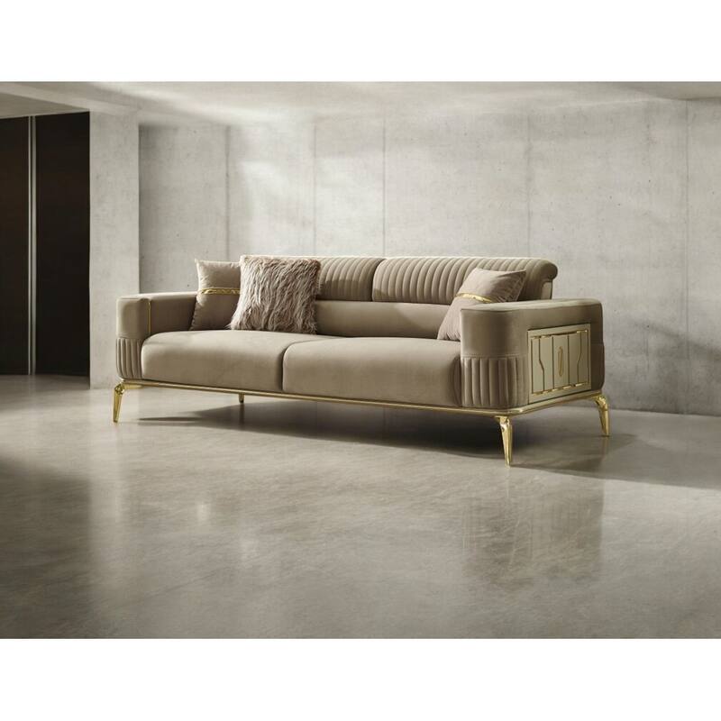 Amoria Convertible Modern Upholstered 90'' Velvet Metal Leg - Beige
