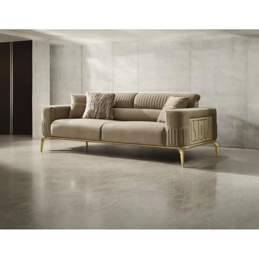 Amoria Convertible Modern Upholstered 90'' Velvet Metal Leg