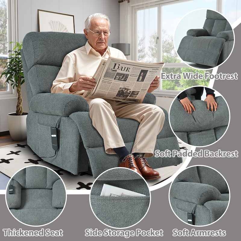 Power Lift Recliner Chair for Elderly, Electric Fabric Recliner Chair
