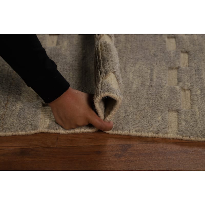 Gray Moroccan Oriental Area Rug Hand-Knotted Wool Carpet - 5'8" x 8'3"