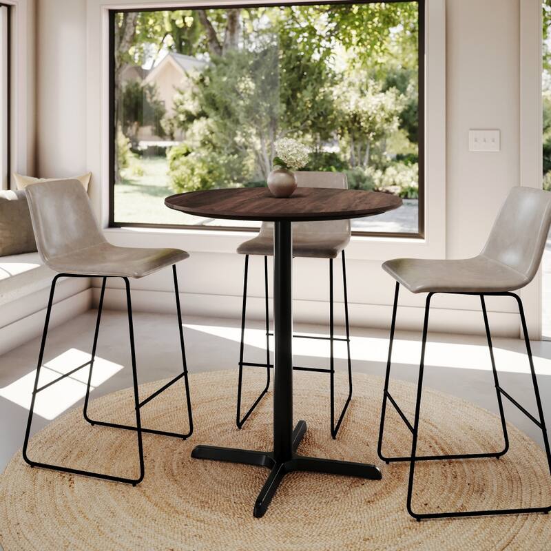 Commercial HPL Tabletop with Bar Height Crisscross Base - 36"W x 36"D x 42"H