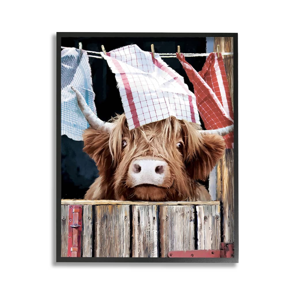 Stupell Cattle & Hanging Laundry Framed Giclee Art Design By PSL Art