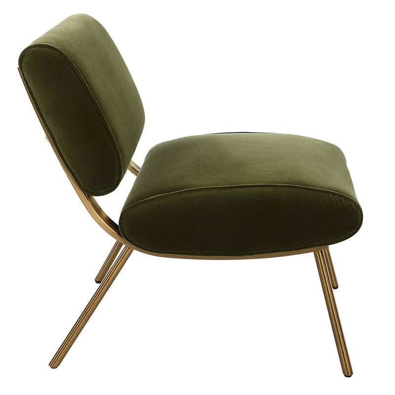 Elevated Upholstered Accent Chair - 29.5" - Olive Green and Brass