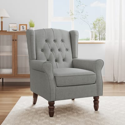 Button Tufted Wingback Accent Chair Upholstered Armchair