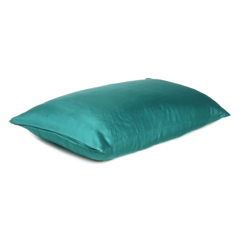 HomeRoots Teal Dreamy Set Of 2 Silky Satin King Pillowcases