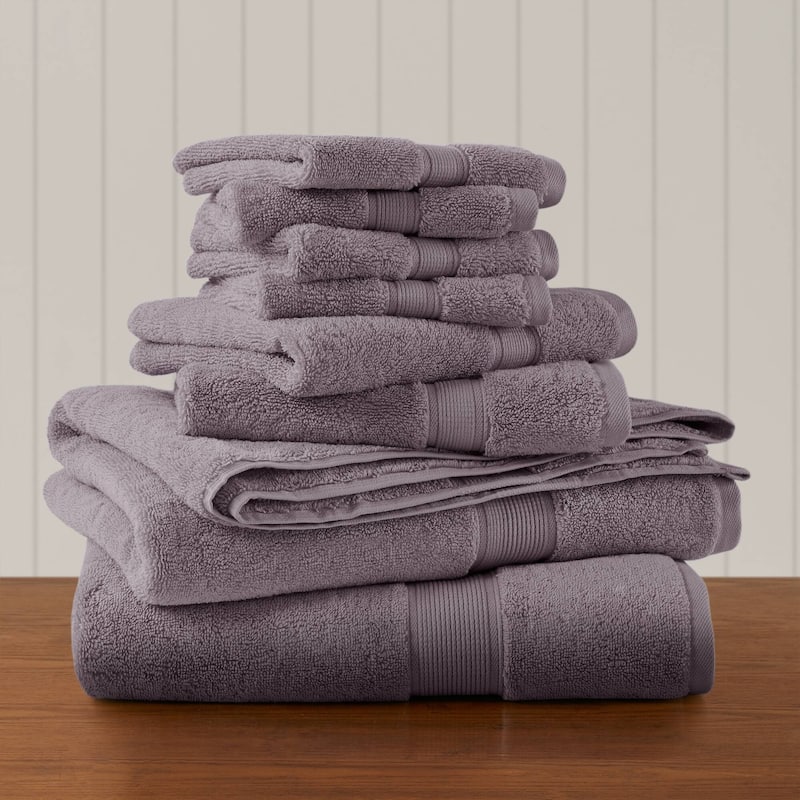 Madison Park Signature 800GSM Ultra-Soft 100% Cotton Absorbent Towel Set - 8-Piece - Light Purple