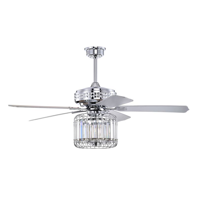 Ailen 52 Inch Chrome Finish Crystal Ceiling Fan with Remote - N/A