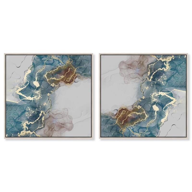 Azure and Gold Canvas by Art Remedy - 16" x 16" - Silver