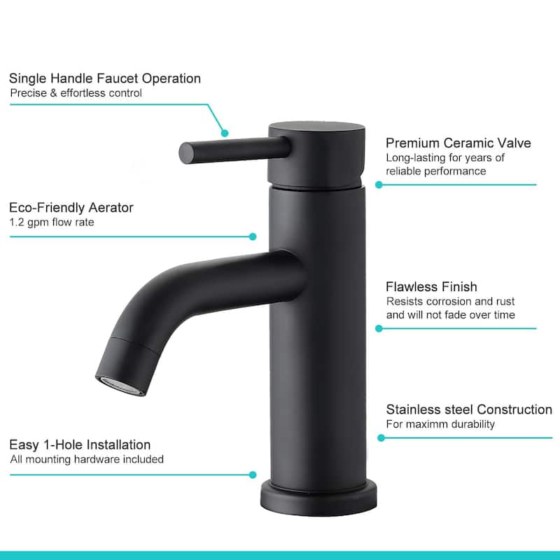 BATHLET Modern Single Hole Bathroom Sink Faucet