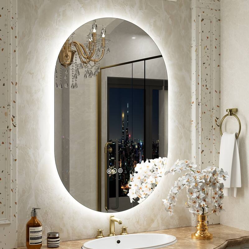 UL Certified Oval LED Lighted Anti-fog Wall Bathroom Vanity Mirror - 20"x30" - Backlit