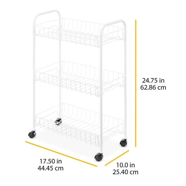 Whitmor Slim Rolling Household Cart White