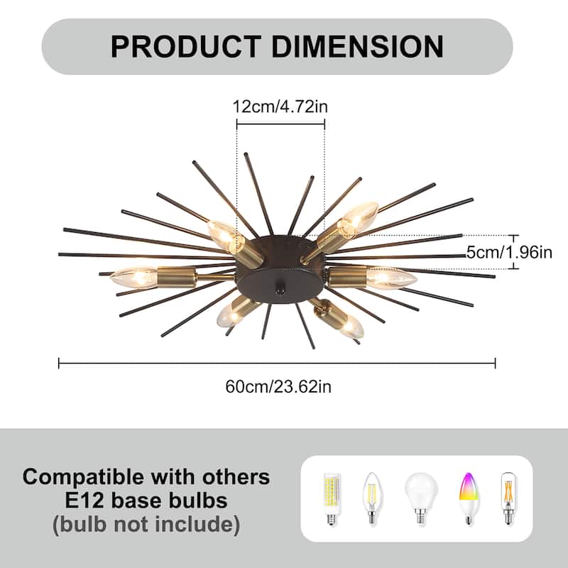 Starsky Contemporary 6-Light Sputnik Geometric Flush Mount