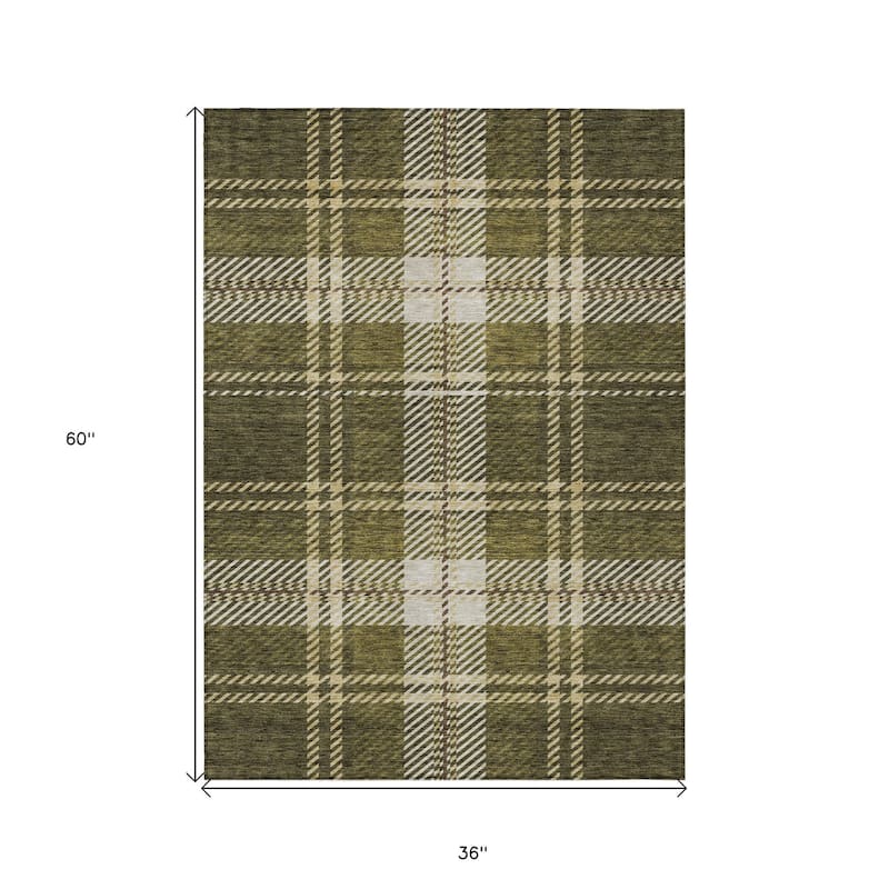 HomeRoots Plaid Transitional Rectangle Outdoor Rug