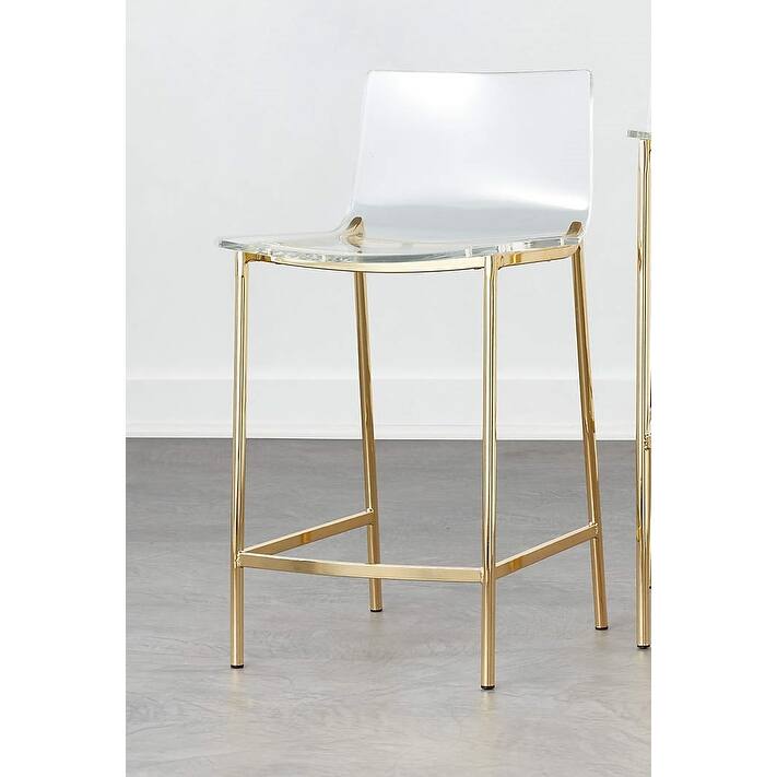 Sasha Clear Arylic Transparent seat Modern Stool Lucite Stool (set of 5) - Polished/Gold