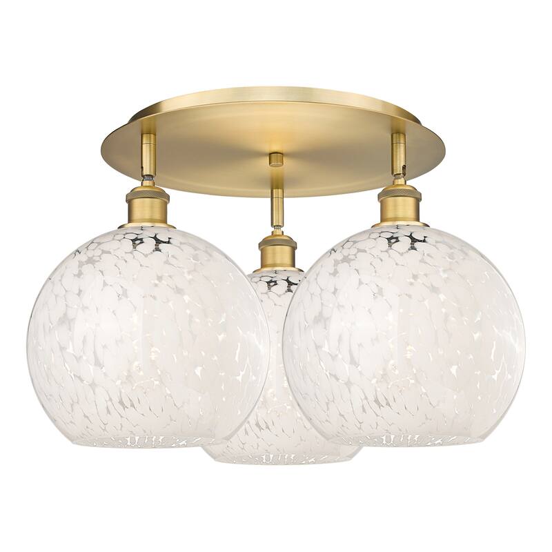 Innovations Lighting 516-3C-13-22-White Mouchette-Ceiling Fixture - Brushed Brass / White Mouchette