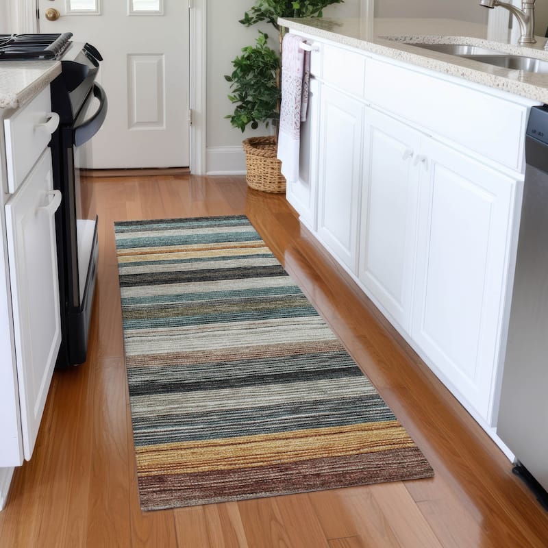 Premium Washable Super Soft Striped Mayfield Rug - Beige - 2'3" x 7'6"