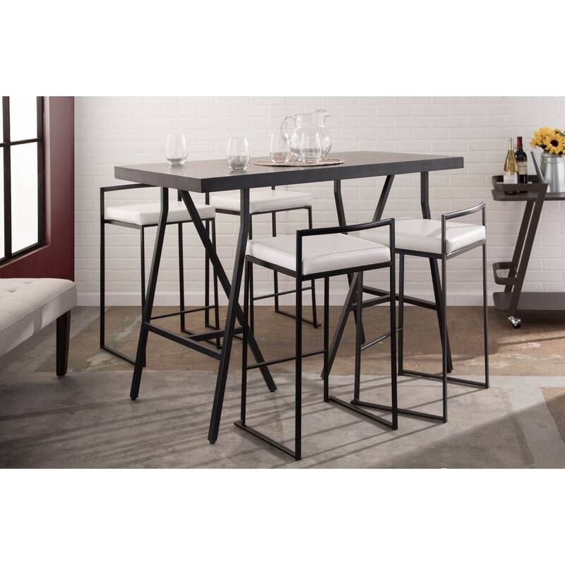 Porch & Den Forrest Black Stackable Fully Welded Counter Stool (Set of 3)