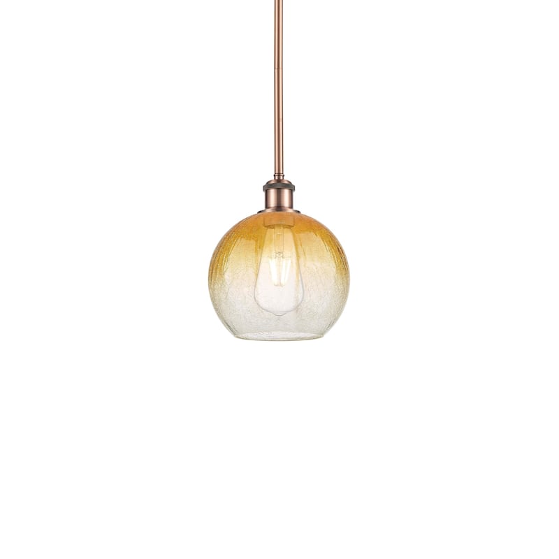 Innovations Lighting 516-1S-10-8 Brookhaven Globe Pendant Brookhaven - Antique Copper / Amber