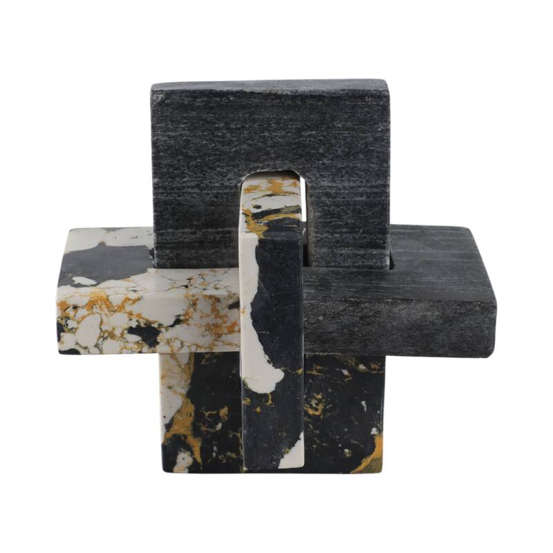 Stone Marble Decorative Object Geometric Sculpture Handcrafted Accent