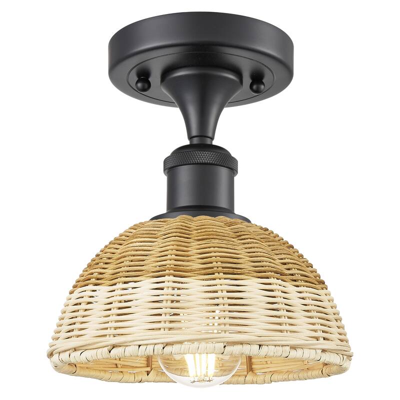 Innovations Lighting Endless Possibilities Ballston - Bristol Natural II - 1 Light 8" Semi-Flush Mount - Matte Black