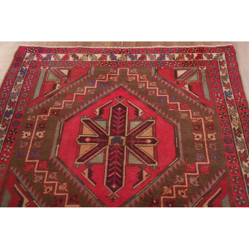 Meshkin Persian Vintage Area Rug Handmade Wool Carpet - 4'8" x 10'6"