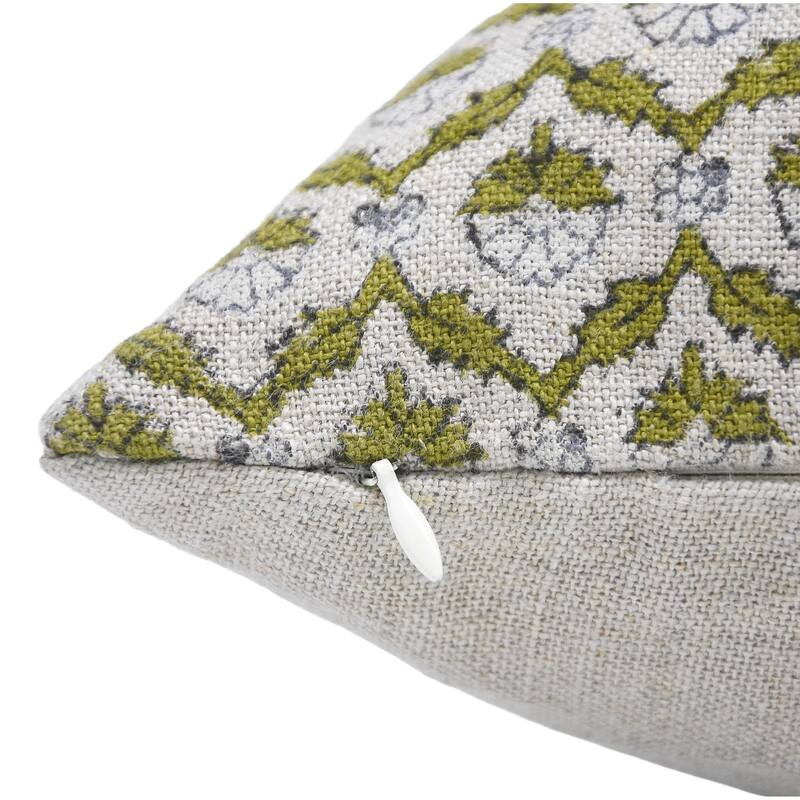 Fabdivine Floral Accent Pillow Cover for Farmhouse Sofa or Dining Décor Hand Block Print Fall Linen Cushioncase, Shehnaaz