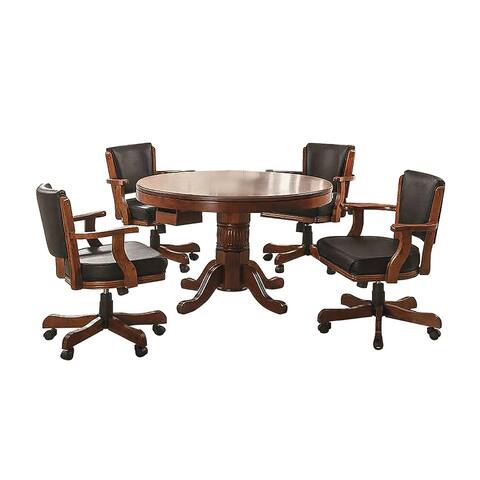 Three-in-One Dining Table Chairs set in Chestnut And Black