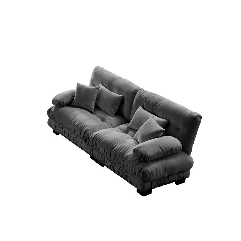 Oversized Modular Sectional Sofa, Chenille Deep Seat 2-Seater Sofa, Upholstered Cloud Couch with Lumbar Pillows & Throw Pillows