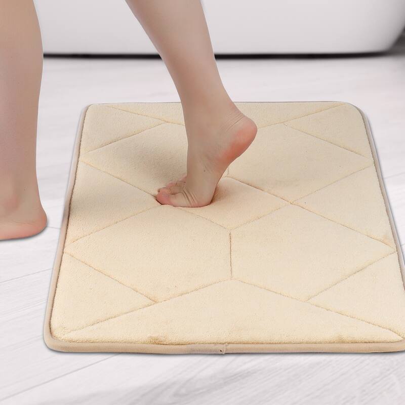 Memory Foam Absorbent Thick Bath mats Quick Dry Comfy Non Slip Home Floor Shower Rugs - Khaki - 16" x 24"