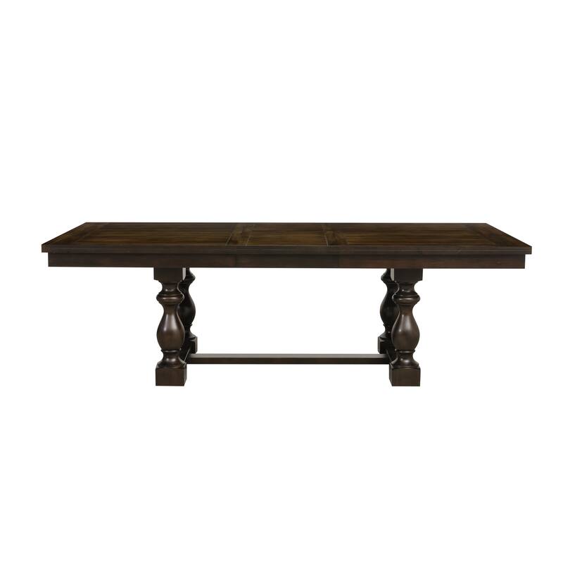 Modern Country Style Dark Oak Finish Dining Table 1pc with Extension Leaf Wooden Dining Furniture Industrial Aesthetic