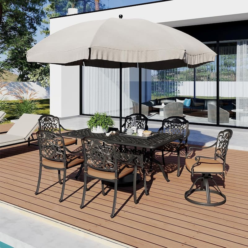 Set of 2 Outdoor Swivel Patio Chairs with Removable Cushions – Aluminum Frame, Rocking Motion, Comfortable Seating