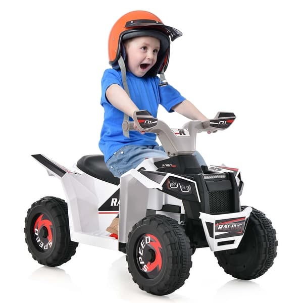 slide 2 of 36, Costway Kids Ride on ATV 4 Wheeler Quad Toy Car 6V Battery Powered - See Details White